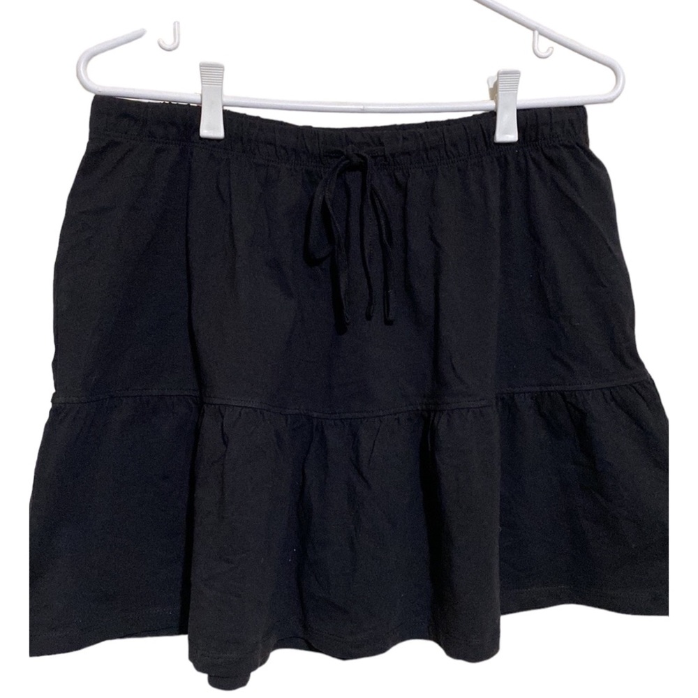 Cotton On Women's Black Monday Mini Skirt Drawstring Elastic Waist Size XL